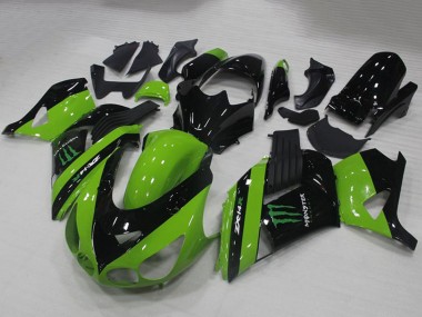 2006-2011 Green Glossy Black Monster Kawasaki ZX14R ZZR1400 Motorcycle Fairings