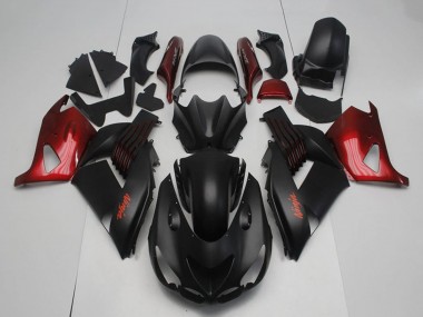 2006-2011 Matte Black Red Ninja Kawasaki ZX14R ZZR1400 Motorcycle Fairings