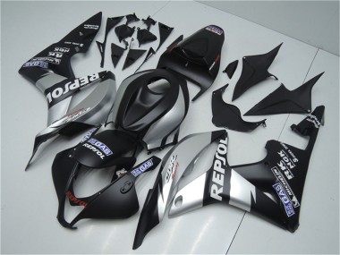 2007-2008 Matte Black Silver Grey Repsol Honda CBR600RR Motorcycle Fairings