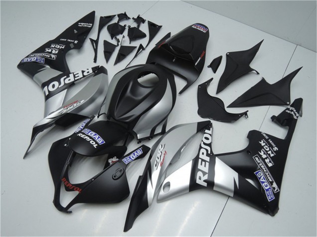 2007-2008 Matte Black Silver Grey Repsol Honda CBR600RR Motorcycle Fairings