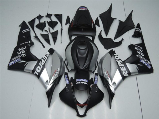 2007-2008 Matte Black Silver Grey Repsol Honda CBR600RR Motorcycle Fairings