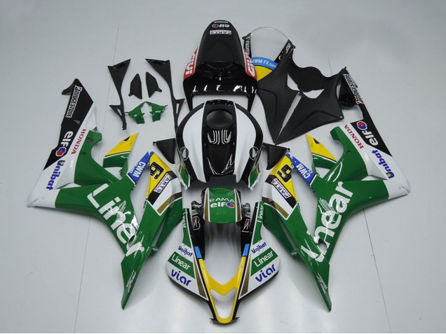 2007-2008 Green White Glossy Black Liner Honda CBR600RR Motorcycle Fairings
