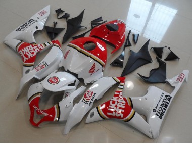 2007-2008 White Red Lucky Strike Honda CBR600RR Motorcycle Fairings