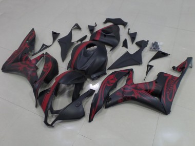 2007-2008 Matte Black Red Skull with Stripe Honda CBR600RR Motorcycle Fairings
