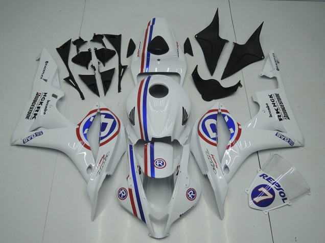 2007-2008 White Red Blue R Honda CBR600RR Motorcycle Fairings