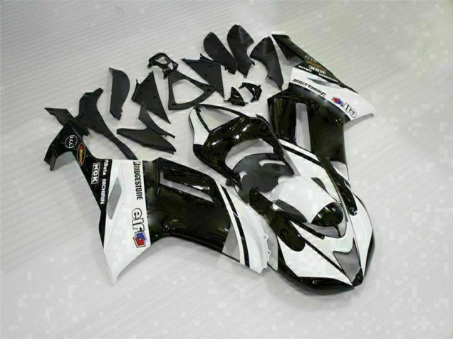 2007-2008 Black White Kawasaki ZX6R Motorcycle Fairings