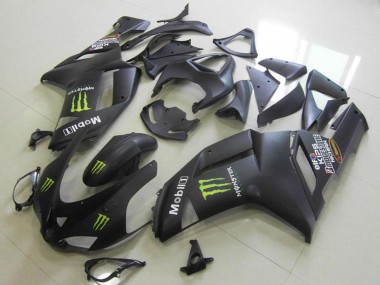 2007-2008 Matte Black Monster Kawasaki ZX6R Motorcycle Fairings