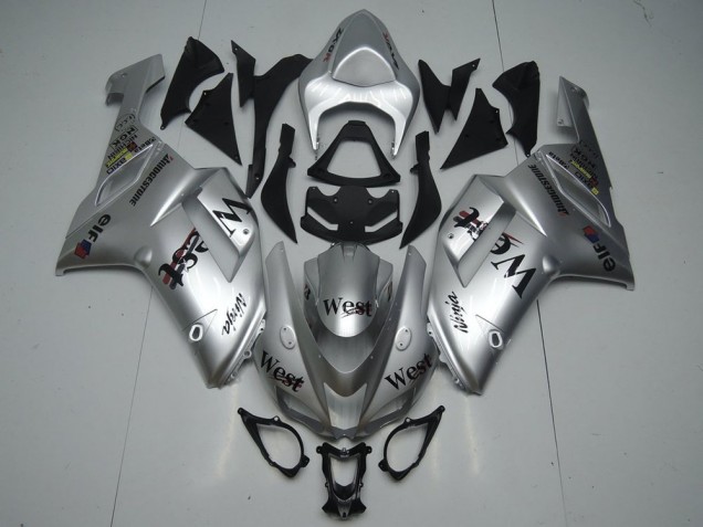2007-2008 Silver West Kawasaki ZX6R Motorcycle Fairings