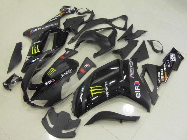 2007-2008 Black Monster Kawasaki ZX6R Motorcycle Fairings
