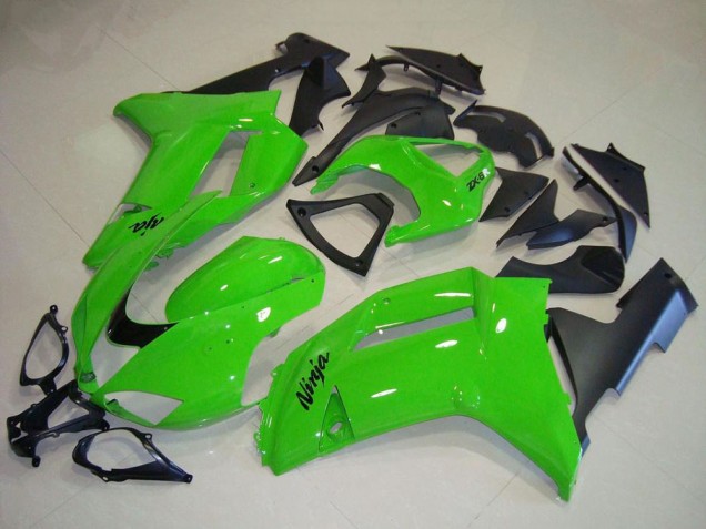 2007-2008 Green Matte Black Kawasaki ZX6R Motorcycle Fairings
