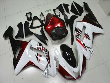 2007-2008 White Black Red Kawasaki ZX6R Motorcycle Fairings