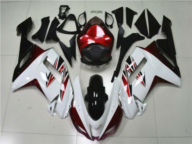 2007-2008 White Black Red Kawasaki ZX6R Motorcycle Fairings