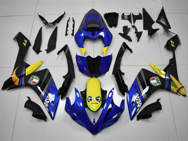 2007-2008 Blue Yellow Black Shark Yamaha YZF R1 Motorcycle Fairings