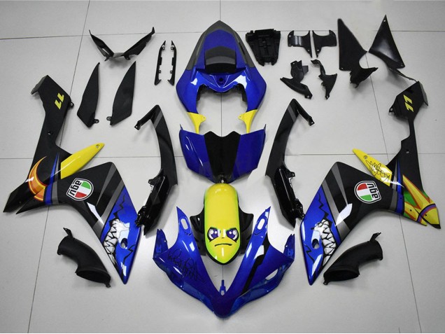 2007-2008 Blue Yellow Black Shark Yamaha YZF R1 Motorcycle Fairings