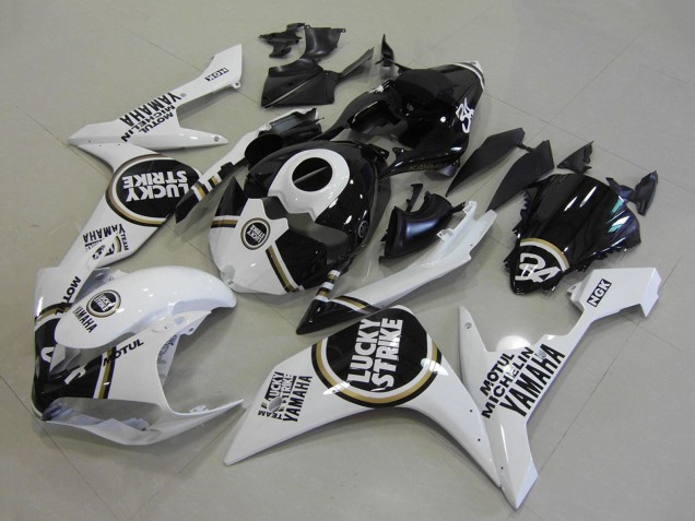 2007-2008 White Black Lucky Strike Yamaha YZF R1 Motorcycle Fairings