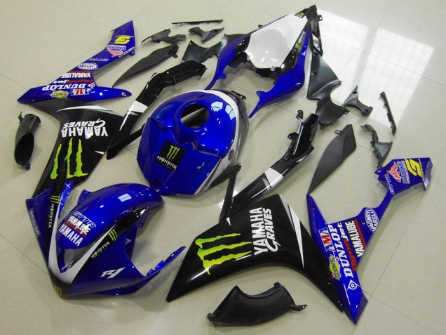 2007-2008 White Blue Black Green Monster Yamaha YZF R1 Motorcycle Fairings