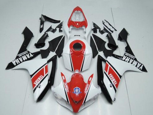 2007-2008 White Red Glossy Black Yamaha YZF R1 Motorcycle Fairings