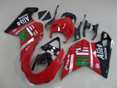 2007-2014 Red Silver Green Glossy Black Alice Sandisk Ducati 848 Motorcycle Fairings