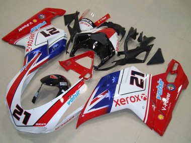 2007-2014 White Red Blue Glossy Black Valsir Xerox 21 Ducati 1098 Motorcycle Fairings