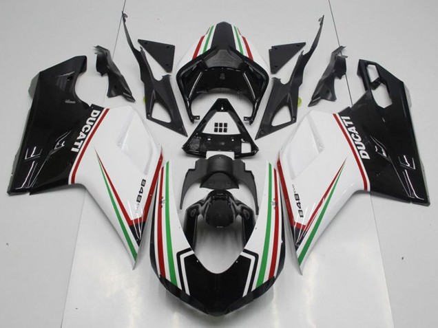 2007-2014 White Red Green Glossy Black Ducati 848 Motorcycle Fairing Kits