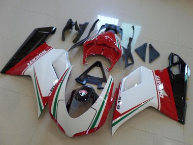 2007-2014 White Red Green Glossy Black Ducati 848 Motorcycle Fairing