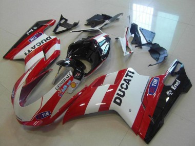 2007-2014 White Red Black Generali Tim Ducati 848 1098 1198 Motorcycle Fairings