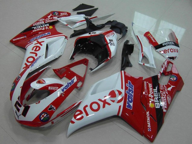 2007-2014 White Red Glossy Black Valsir Xerox OEM Style 21 Ducati 848 1098 1198 Motorcycle Fairing
