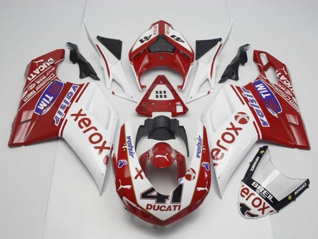 2007-2014 White Red Glossy Black Valsir Xerox OEM Style 41 Ducati 848 1098 1198 Motorcycle Fairings