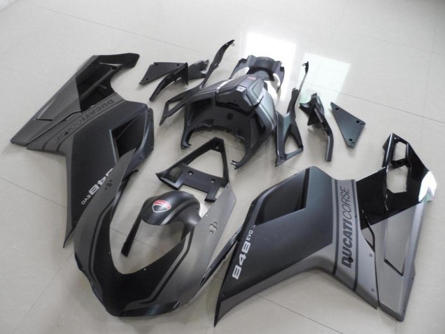 2007-2014 Grey Matte Black Ducati 848 Motorcycle Fairings