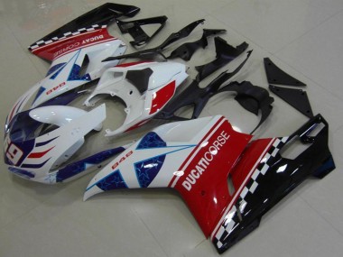 2007-2014 White Red Blue Glossy Black Corse 69 Ducati 848 Motorcycle Fairing