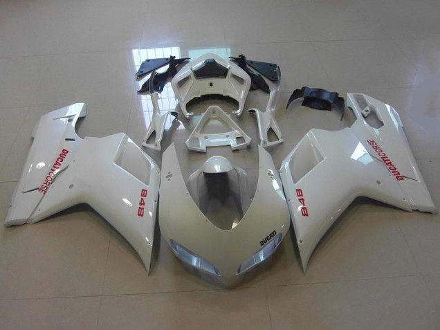 2007-2014 Glossy White Red Decals Ducati 848 Motorcycle Fairings