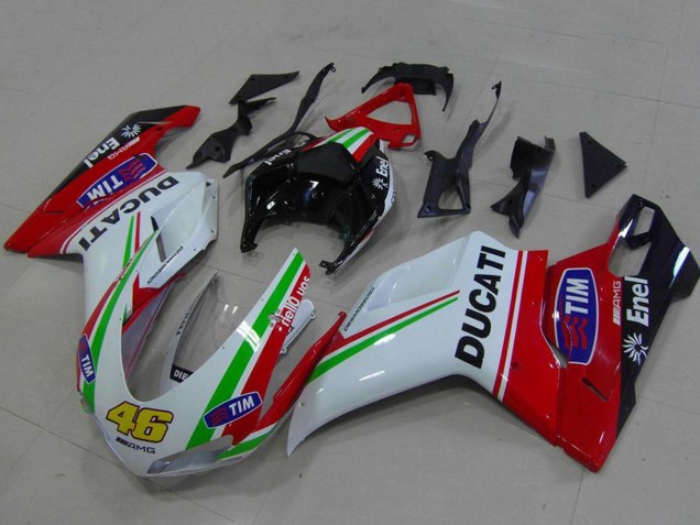 2007-2014 White Red Green Glossy Black Yellow 46 Ducati 848 1098 1198 Motorcycle Fairings