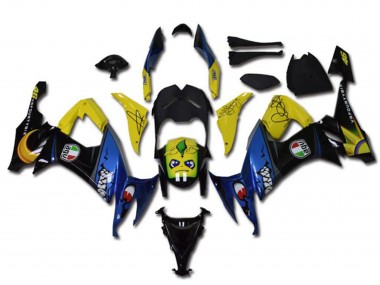 2008-2010 Yellow Black Blue Shark Kawasaki ZX10R Motorcycle Fairings