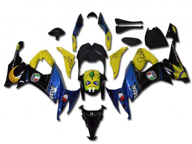 2008-2010 Yellow Black Blue Shark Kawasaki ZX10R Motorcycle Fairings