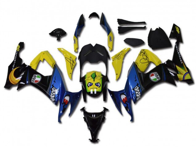 2008-2010 Yellow Black Blue Shark Kawasaki ZX10R Motorcycle Fairings