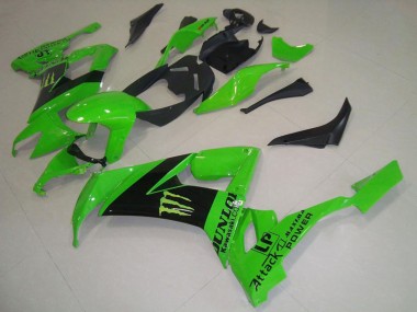 2008-2010 Green Black Monster Dunlop Kawasaki ZX10R Motorcycle Fairings