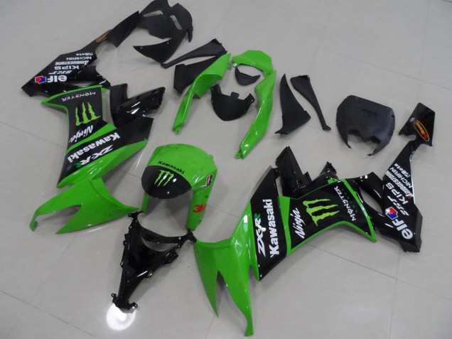 2008-2010 Green Glossy Black Monster Kawasaki ZX10R Motorcycle Fairings