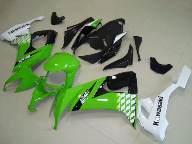 2008-2010 White Green Glossy Black Kawasaki ZX10R Motorcycle Fairings
