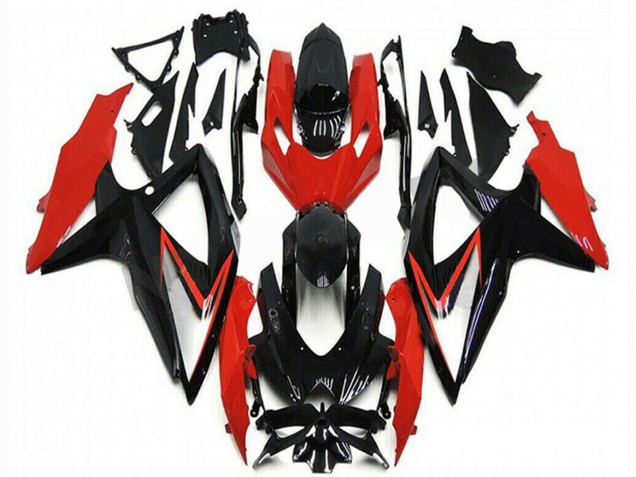 2008-2010 Red Glossy Black Stripe Suzuki GSXR 600/750 Motorcycle Fairings