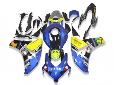 2008-2011 Blue Yellow Glossy Black Shark Honda CBR1000RR Motorcycle Fairings