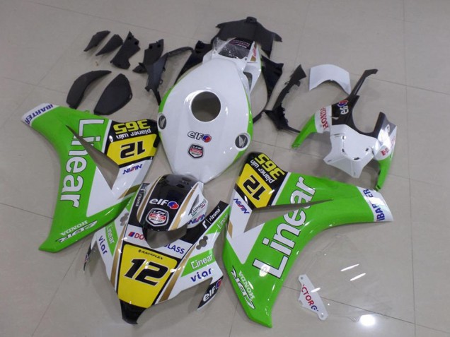 2008-2011 White Green Yellow Glossy Black Linear 12 Honda CBR1000RR Motorcycle Fairings