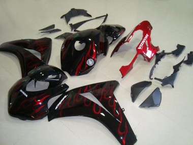 2008-2011 Glossy Black Red Flame Racing Honda CBR1000RR Motorcycle Fairings