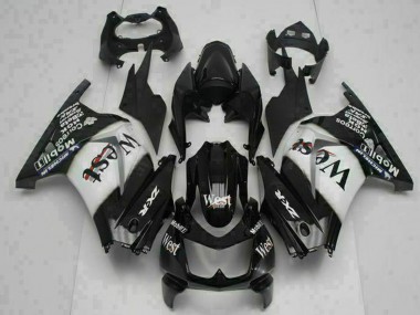 2008-2012 Glossy Black White West Kawasaki EX250 Motorcycle Fairings