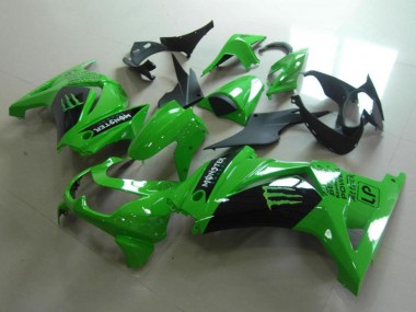 2008-2012 Green Glossy Black Monster Kawasaki ZX250R Motorcycle Fairings