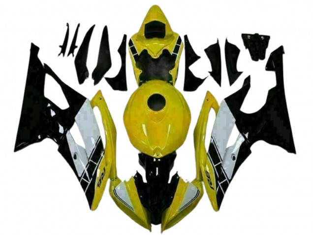 2008-2016 Yellow White Glossy Black Yamaha YZF R6 Motorcycle Fairings