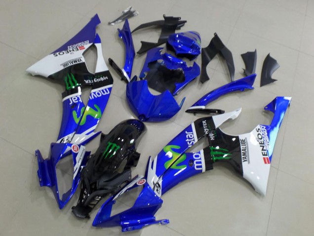 2008-2016 White Blue Glossy Black Green Monster MoviStar Yamaha YZF R6 Motorcycle Fairings