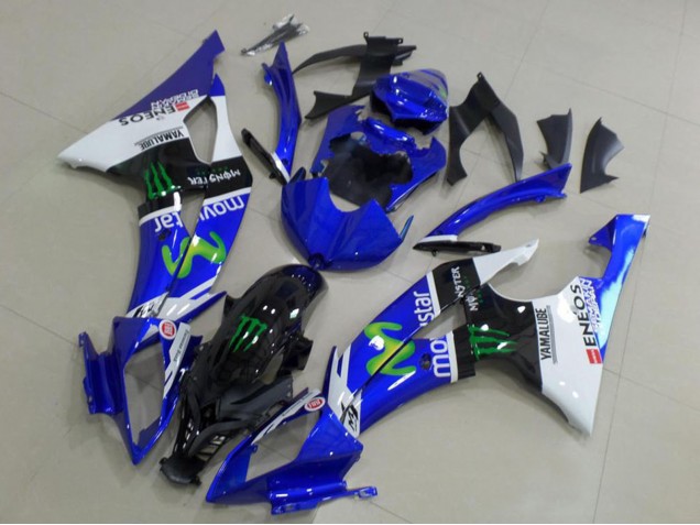 2008-2016 White Blue Glossy Black Green Monster MoviStar Yamaha YZF R6 Motorcycle Fairings