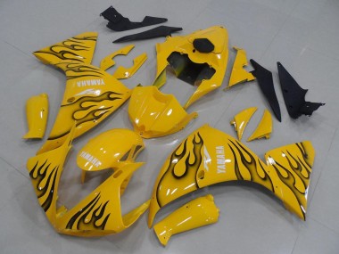 2009-2011 Yellow Black Flame Yamaha YZF R1 Motorcycle Fairings