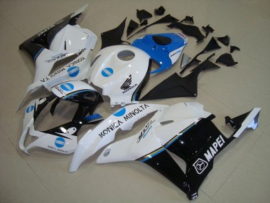 2009-2012 White Blue Glossy Black Konica Minolta Honda CBR600RR Motorcycle Fairings