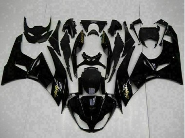 2009-2012 Glossy Black Gold Ninja Kawasaki ZX6R Motorcycle Fairings
